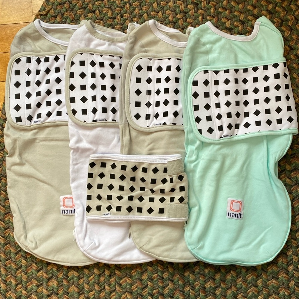 0-3M Nanit swaddles (4) and Nanit breathing bands (2) NWOT
